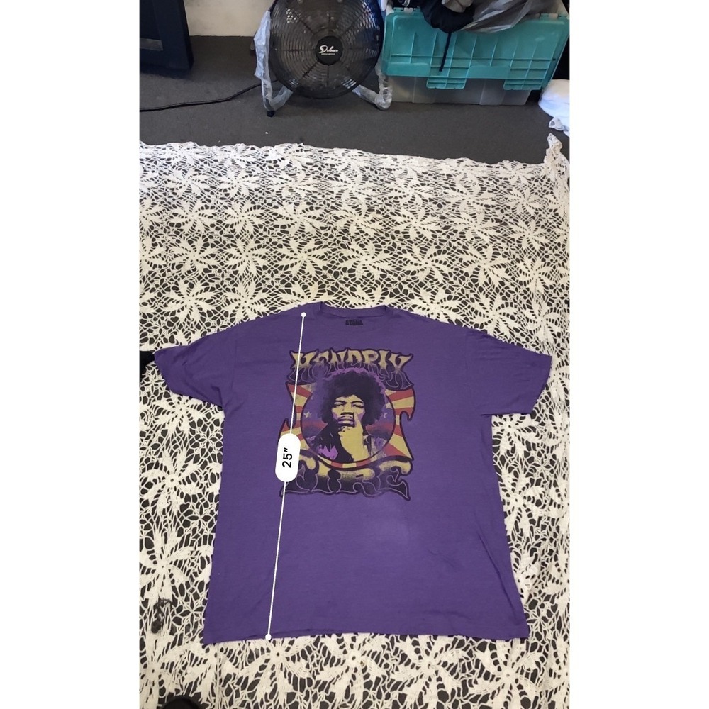 Stone Free Jimi Hendrix Fire Graphic T-Shirt Purple Heather Mens XL Rock Band T - Picture 4 of 5